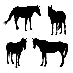horses silhouettes set