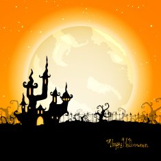 Vector Halloween Background with Castle