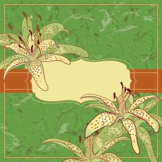 Vintage Floral Frame With Blooming Lillies