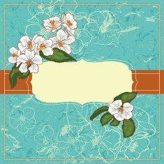 Vintage Floral Frame With Apple Flowers