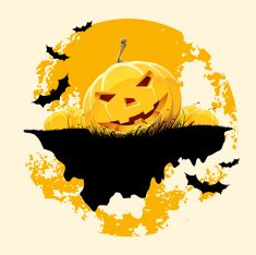 Grungy Halloween background with pumpkins and bats N2