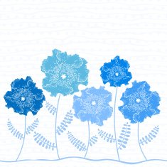 Invitation or greeting card with blue flowers N2