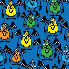 seamless pattern halloween bat colored