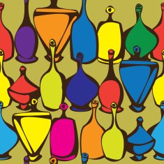 vector seamless multicolor bottles isolated on orange background