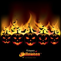 Jack O'Lanterns in front of Flames