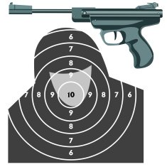 gun against the target