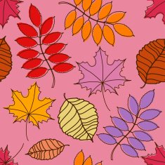 Seamless pattern of autumn leaves N12
