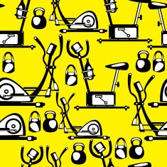 seamless pattern simulators on yellow background N2