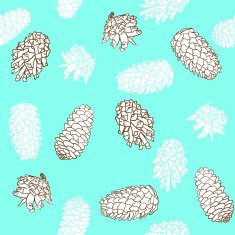 seamless pattern with pine and fir cones