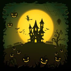 Scary house Halloween background N2