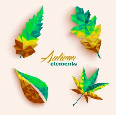 Trendy Fall season abstract geometric leaves shapes elements set N2