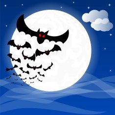 bats against the full moon N6