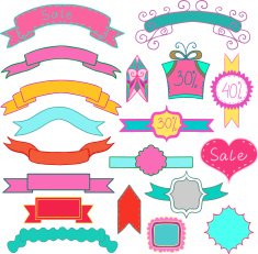 Set of simple colored isolated banners and frames for sale N2