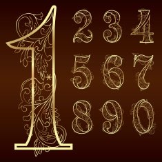 Set of vintage floral numbers