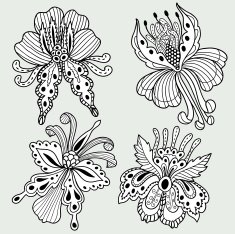 Set of abstract flowers N2