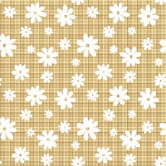 White flowers on a beige wicker background Vector seamless pattern