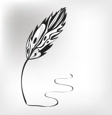 Feather calligraphic pen vector background N2