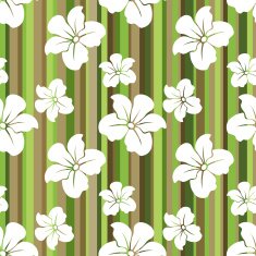 White flowers on a striped background Vector seamless pattern