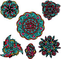 Set of colored decorative tattoos