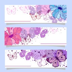 Set of floral banners N3