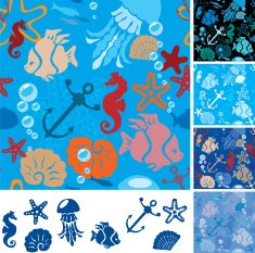 Seamless background with Marine life