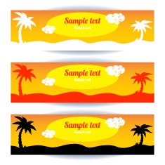 Coconut palm banners set