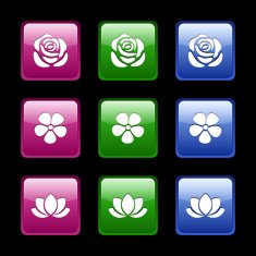 Set of nine web icons with flowers Vector eps-10
