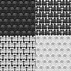Vector collection of four seamless patterns with roses flowers