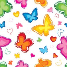 Butterflies and hearts seamless pattern N2