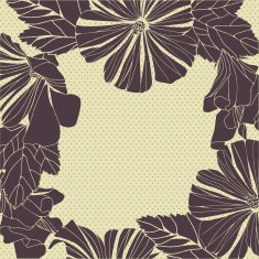 Decorative card with abstract hibiscus flowers in retro colors N2