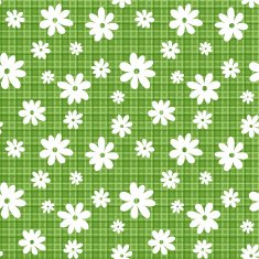 White flowers on green wicker background Eps-10 vector seamless pattern