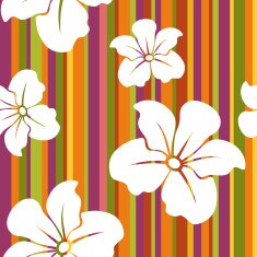White flowers on a striped background Vector seamless pattern N2
