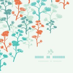 Abstract oriental trees frame corner seamless background
