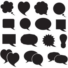 Set silhouette speech bubbles
