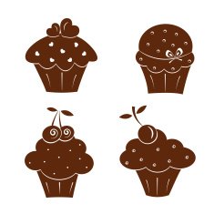 Set of vector cake icons