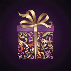 beautiful ornate gift box with golden ribbon bow