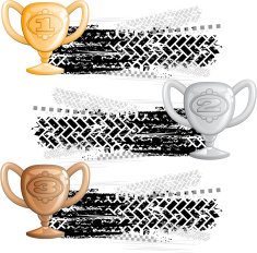 Tire track banners with cups