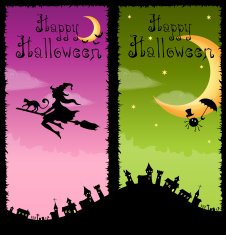 colorful vertical banners with Halloween theme