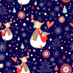 winter texture of snowmen and snowflakes