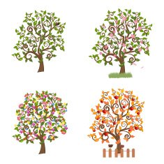 set of decorative trees Seasons