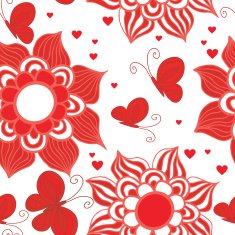 Retro Style Valentine Pattern with butterfly and flowers N2