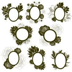 Vector set of vintage frames with flowers
