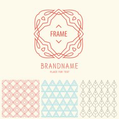 Vector set of outline emblems and patterns N5