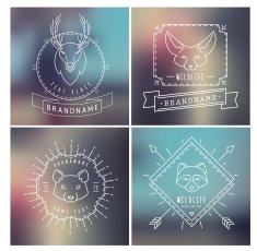 Trendy Retro Vintage Insignias Bundle Animals N7