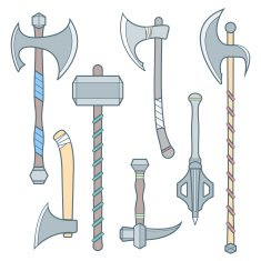 vector cold weapons colored outline set