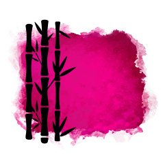 Watercolor square paint stain and bamboo trees backlit