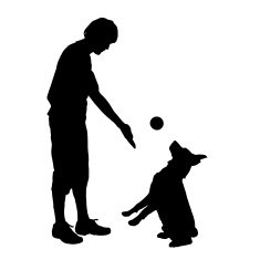 Vector silhouette of a man with dog N59