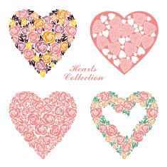 Wedding floral hearts set Design elements for wedding card decoration N2
