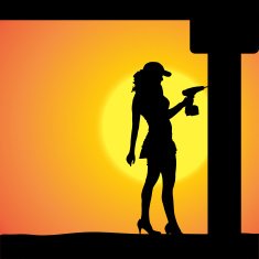 Vector silhouette of a woman N1796