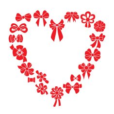 Frame heart of red ribbons Vector illustration